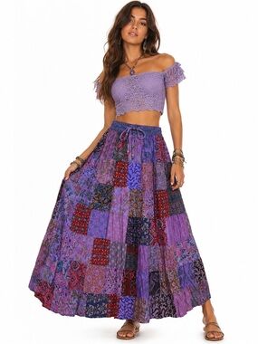 Hippie Forever Handmade Patchwork Skirt Womens SZ OS Enchanted Dreamy Boho Fairy